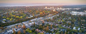 Aerial view of Menlo Park, a city in one of the richest counties in the US