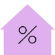 A small house with a percent symbol in the middle of it representing the interest portion of your FHA loan